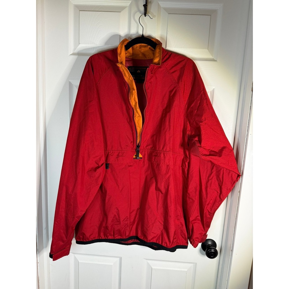 Nike ACG Vintage Anorak Windbreaker Red Orange Ripstop Half Zip Pullover Mens XL